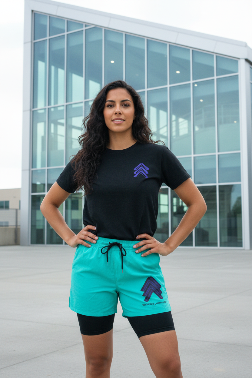 Middle Eastern female model in Unlimited Potential MC apparel