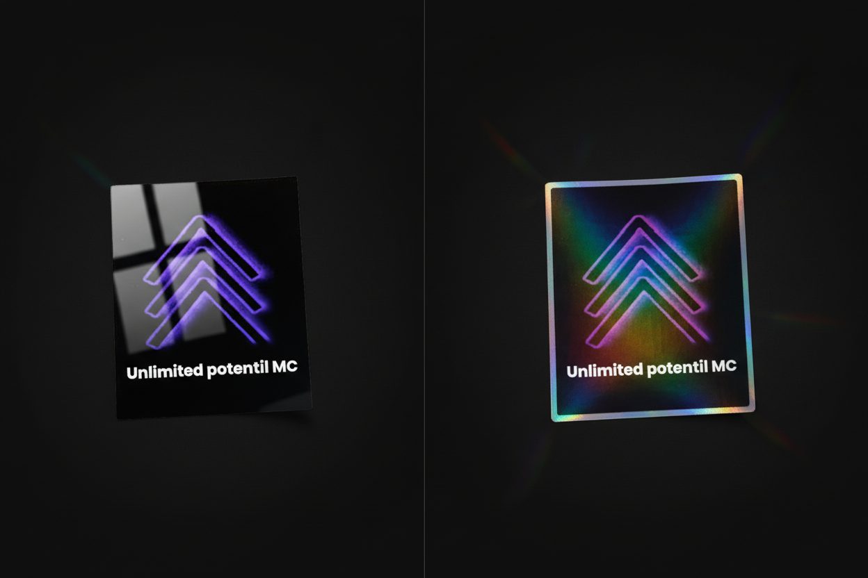 Split Panel Glossy & Holographic Sticker Ad